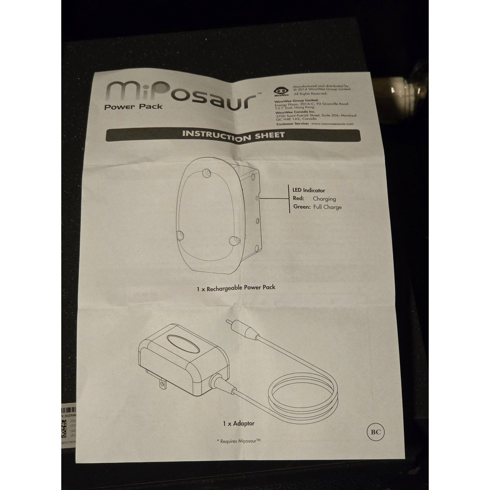 WowWee MiPosaur Power Pack Rechargeable Battery and‎ Adapter Kit New